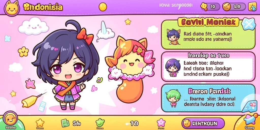 Tangkapan layar menampilkan karakter panda yang lucu dan berwarna-warni.